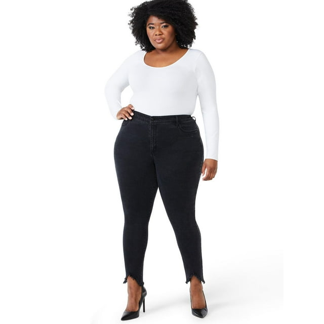 Sofia Jeans by Sofia Vergara Women's Plus Size Rosa Super High-Rise Shark Bite Hem Jeans