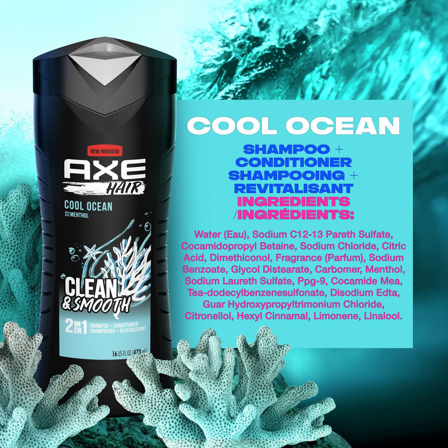 AXE Cool Ocean Shampoo & Conditioner, 473 ml Shampoo & Conditioner