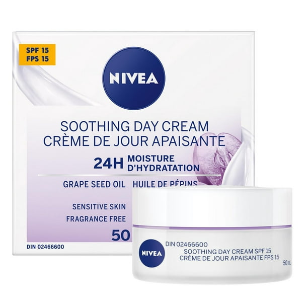 NIVEA crème de jour apaisante FPS 15 24H d’hydratation pour peaux sensibles