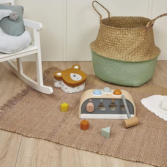 Janod Sweet Cocoon Wooden Hammer and Shape Sorting Toy - 3-in-1 Early Learning Activity for Toddlers - 12 Months+