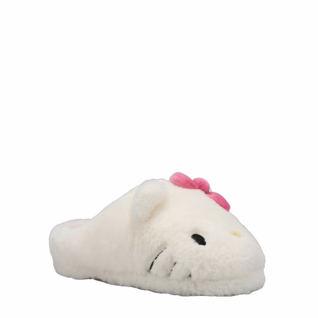 Ladies Hello Kitty plush slippers., Available in Sizes: (5/6), (7/8), (9/10)