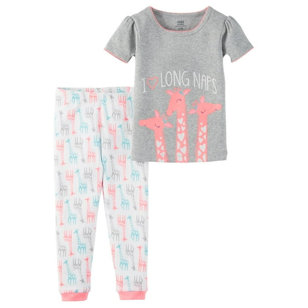 Pyjama 2 pièces 951G036 de Child of Mine made by Carter’s pour fillettes à motif girafe