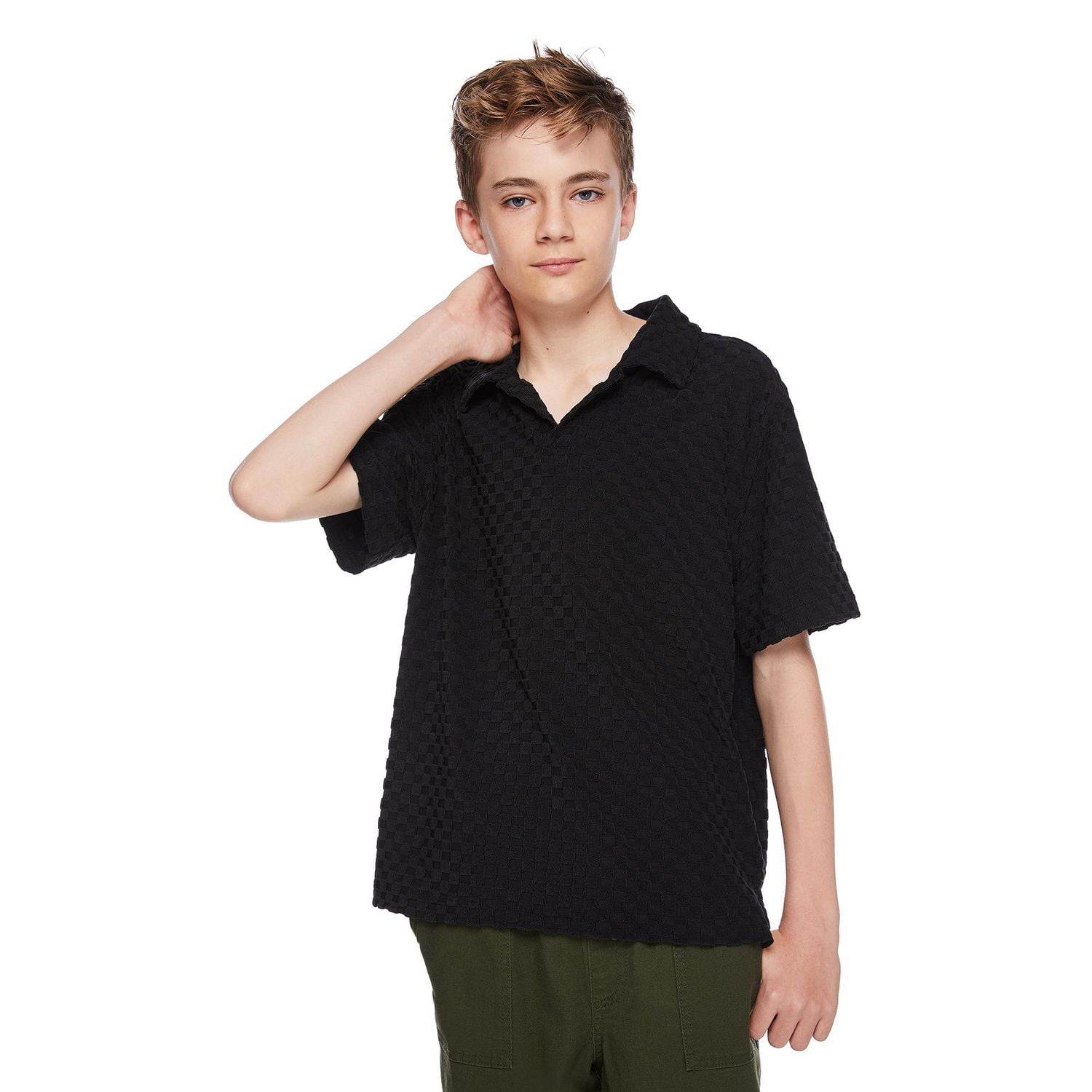 Jackson Boys' Short Sleeve Split V-Neck Polo Shirt, Sizes M-XXL