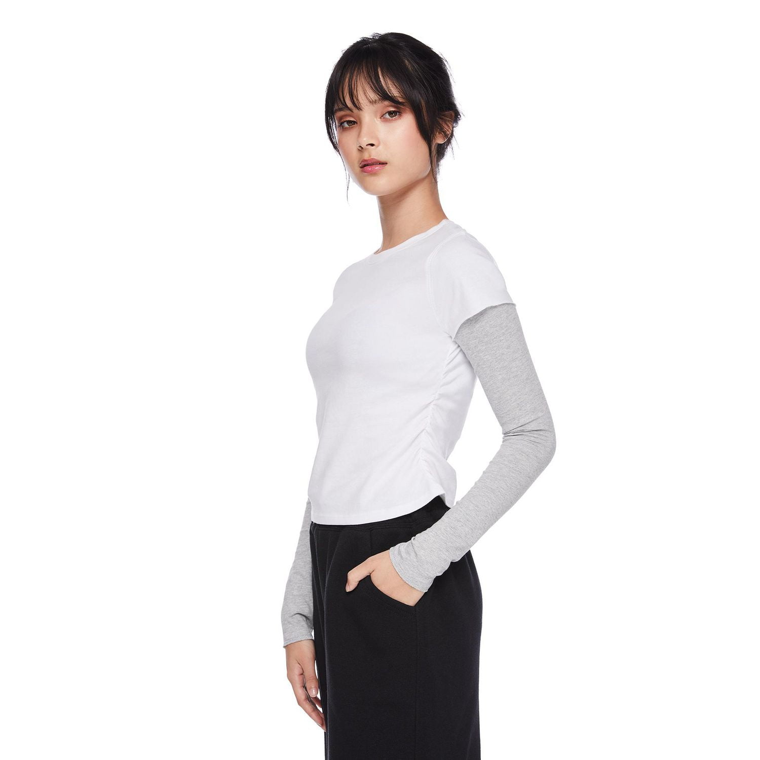 Haut trompe-l’œil à manches longues avec encolure ras du cou My Sister’s Closet pour filles Tailles P-TTG