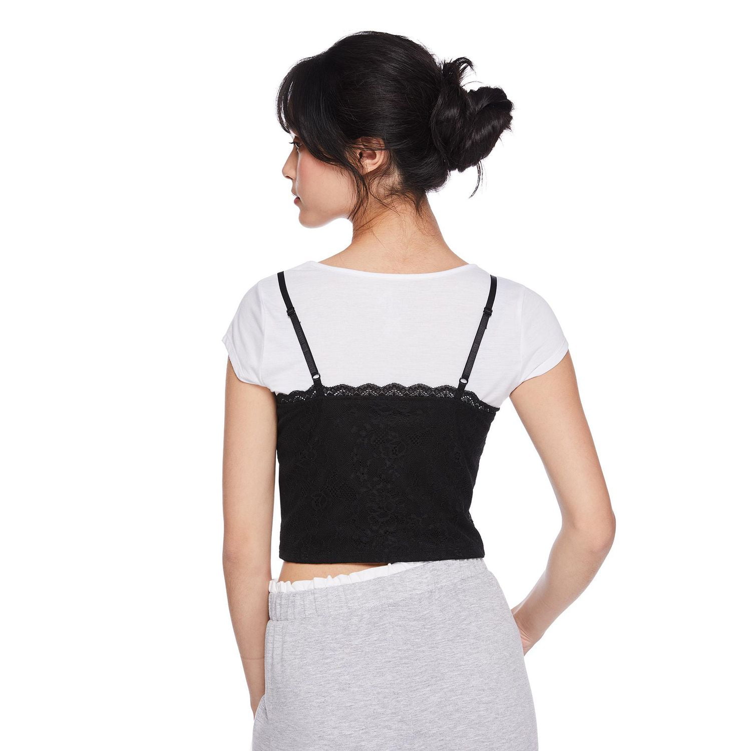 T-shirt 2 pièces avec camisole corset en dentelle My Sister’s Closet pour filles Tailles P-TTG