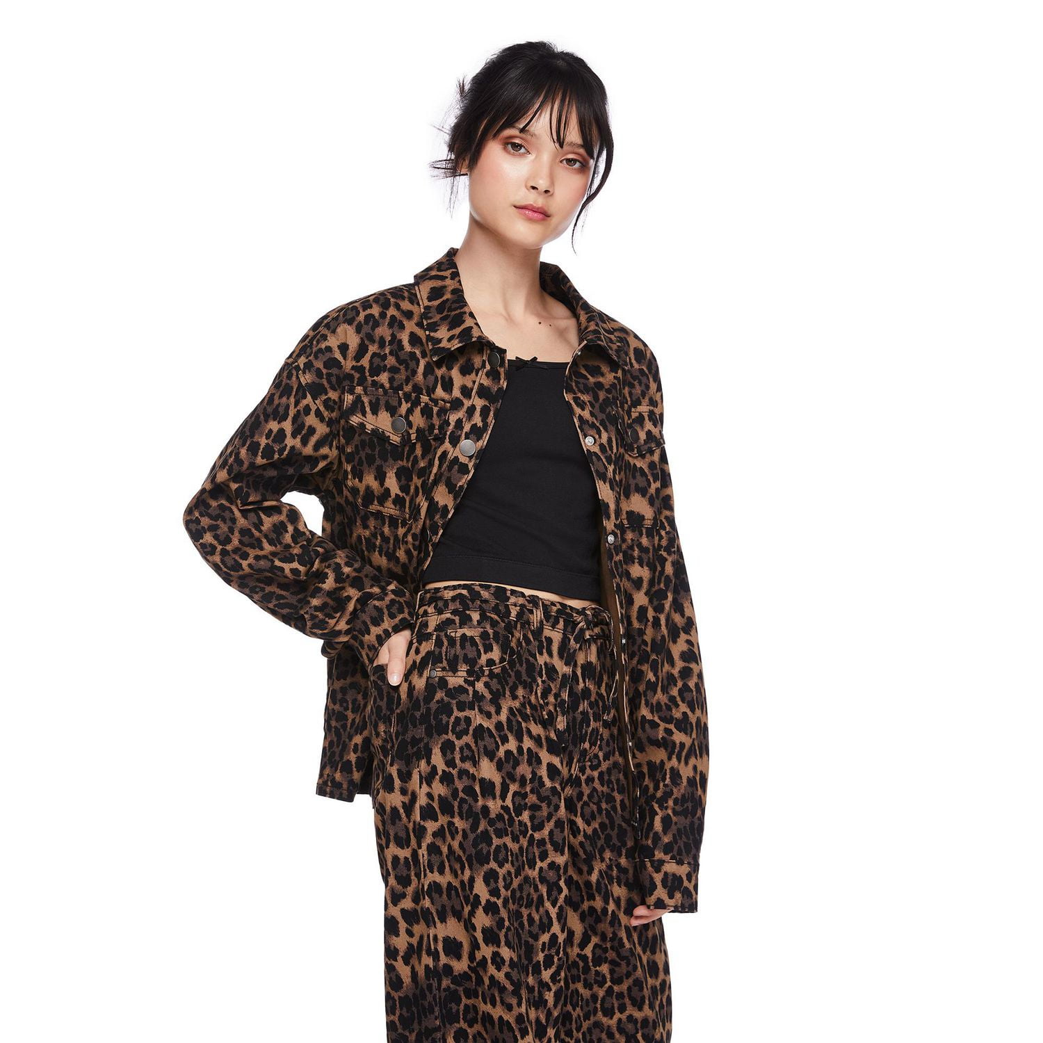 My Sister's Closet Girls' All-Over Leopard Printed Oversized Shacket
