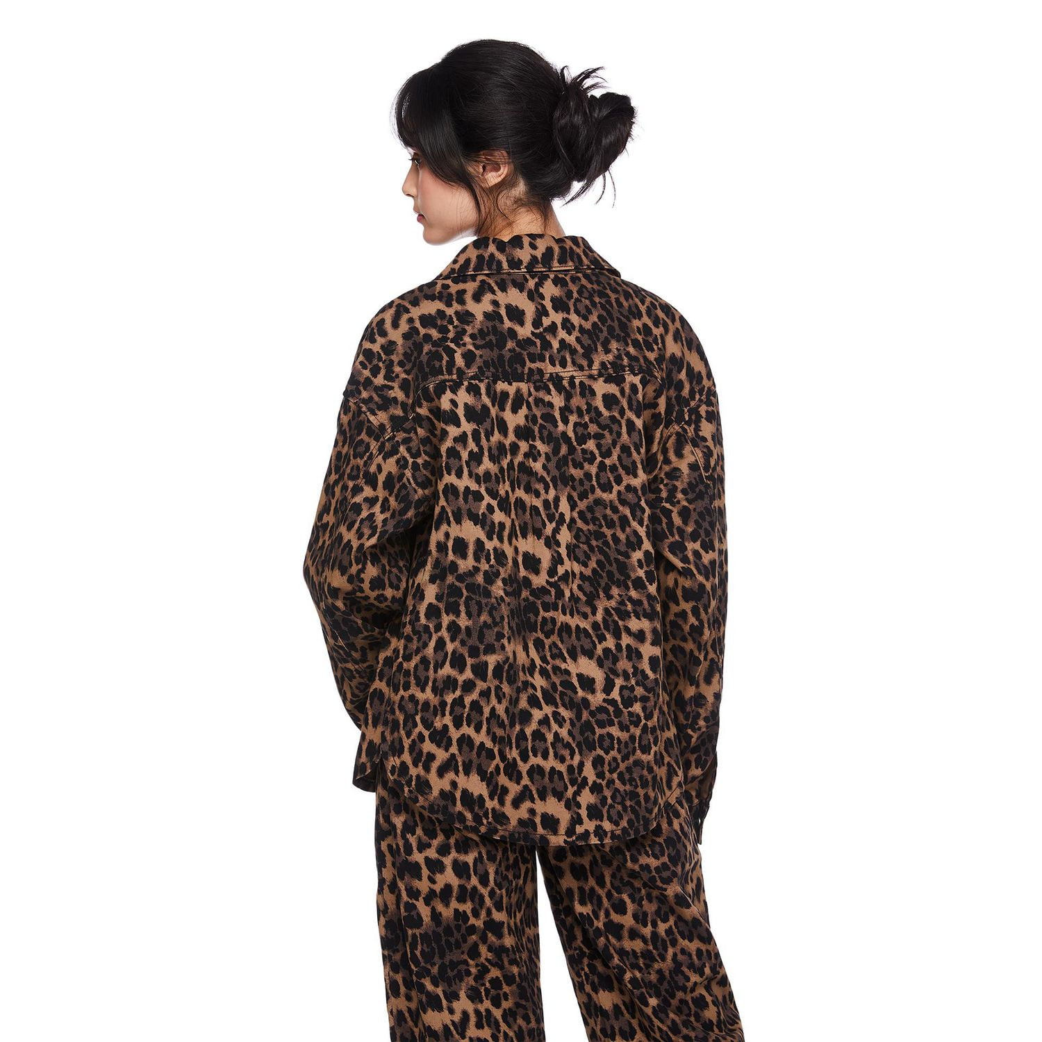 My Sister's Closet Girls' All-Over Leopard Printed Oversized Shacket