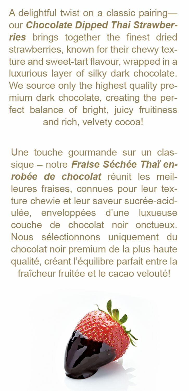 Fraises Trempées dans le Chocolat 40g – H&H Santé & Bonheur Fraises Séchées Trempées dans du Chocolat Noir