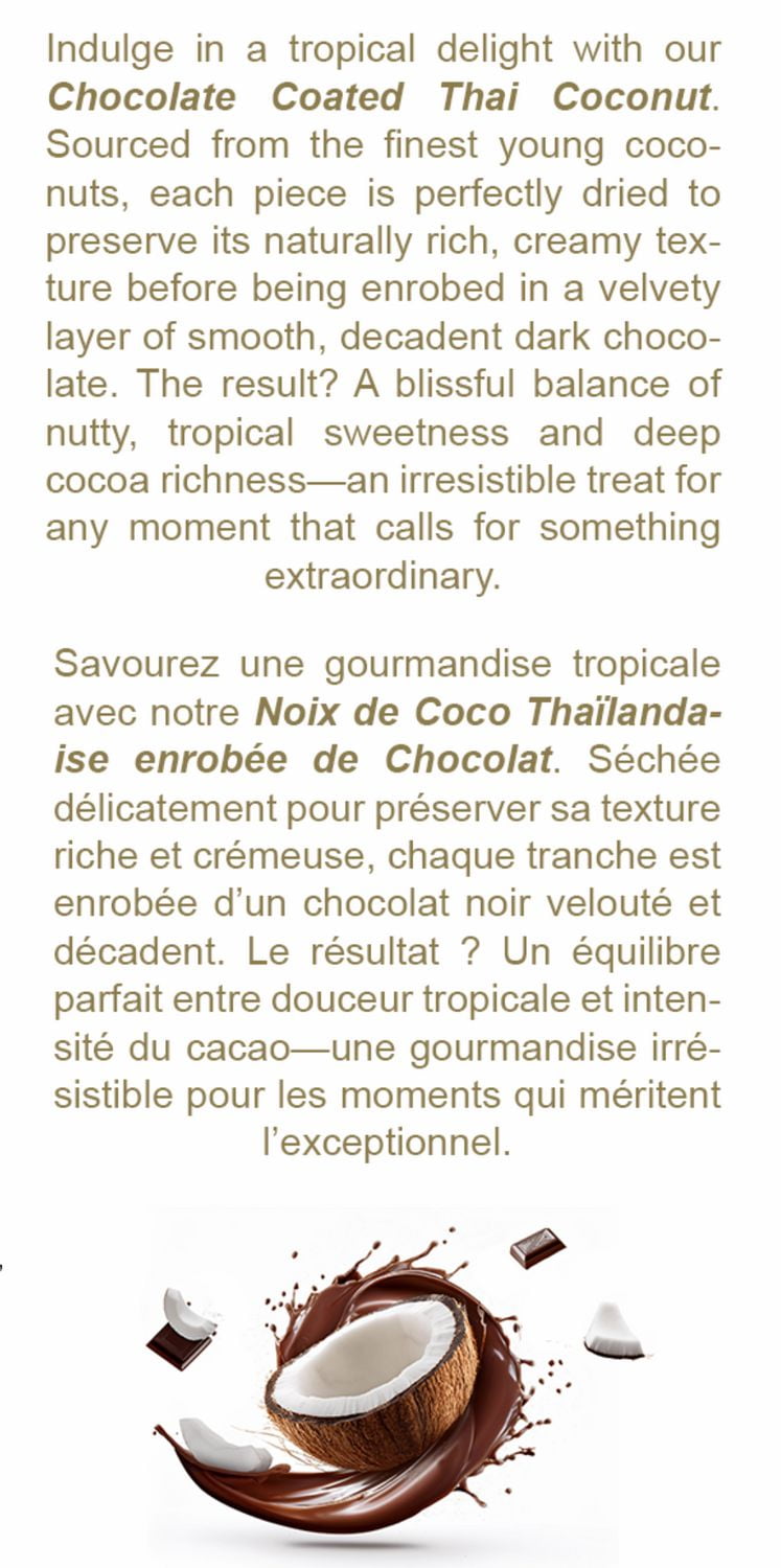 40g Noix de Coco Trempée dans le Chocolat – H&H Santé & Bonheur Noix de Coco Séchée Trempée dans du Chocolat Noir