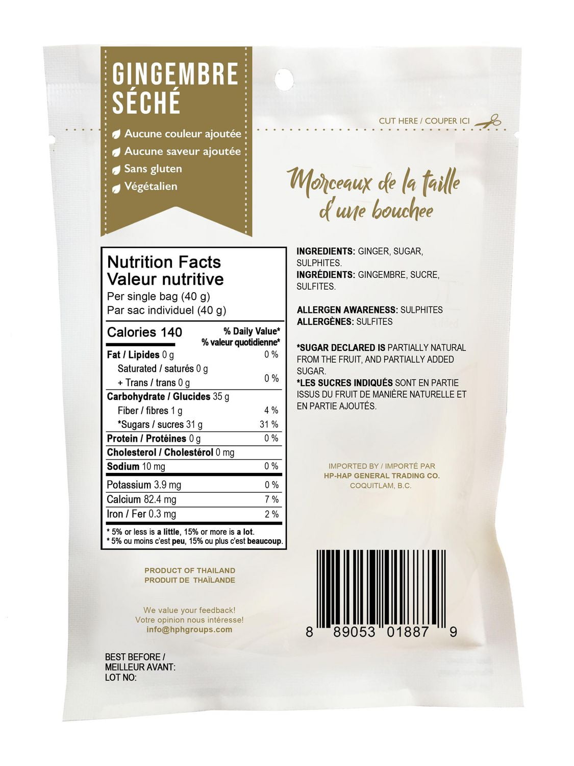 Gingembre Thaïlandais 40g – H&H Santé & Bonheur Gingembre Séché