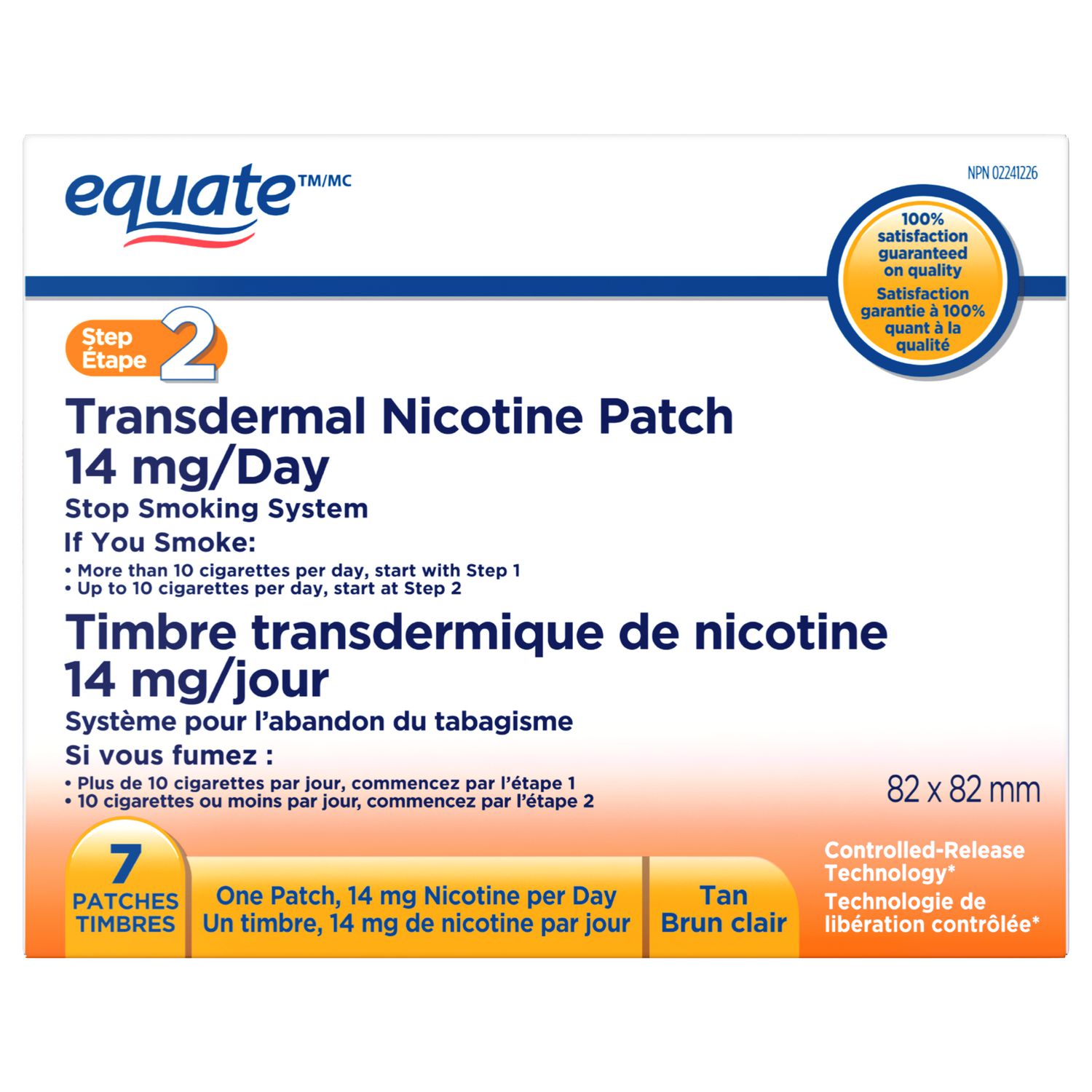 Equate, Step 2 Nicotine Patch, 14 mg/day, Quit Smoking Aid Walmart Canada