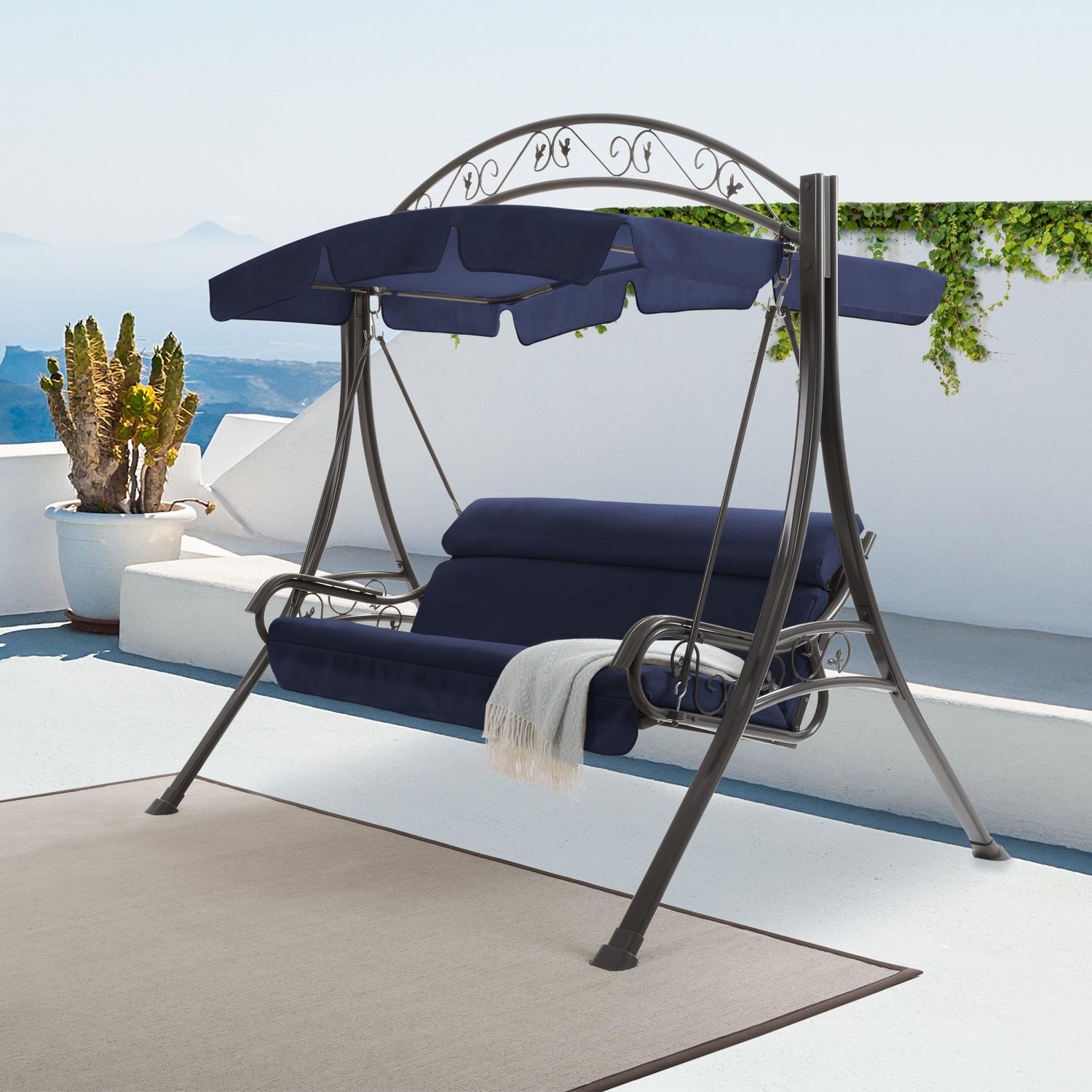 corliving nantucket patio swing with arched canopy