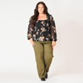 thumbnail image 2 of Devoted Women’s Plus size L/S smocked bodice blouse with ruffled hem, 2 of 6