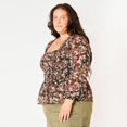 thumbnail image 3 of Devoted Women’s Plus size L/S smocked bodice blouse with ruffled hem, 3 of 6