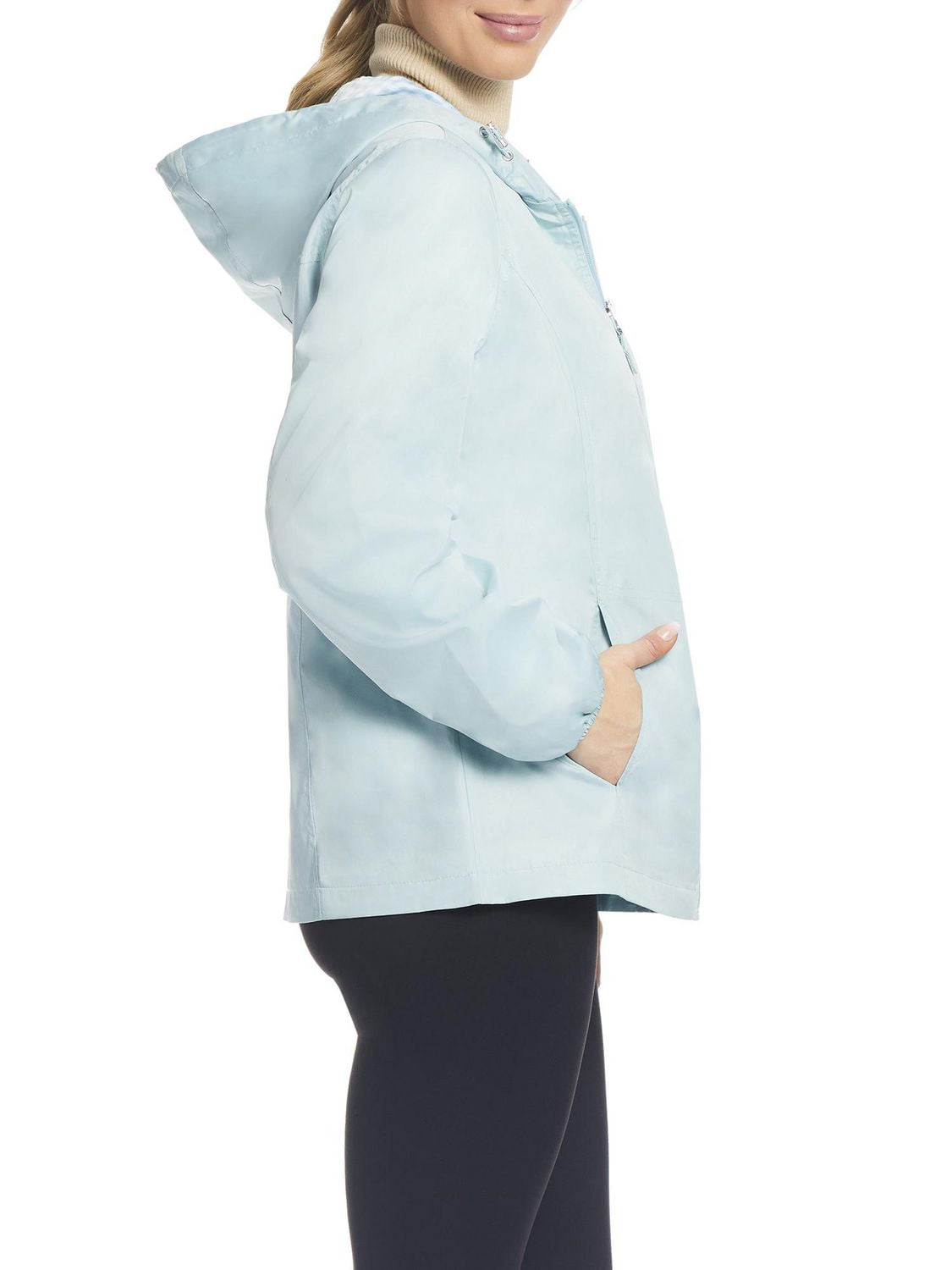 Détails Veste coupe-vent pour femme avec doublure en vichy à l'intérieur de la capuche et l'empiècement