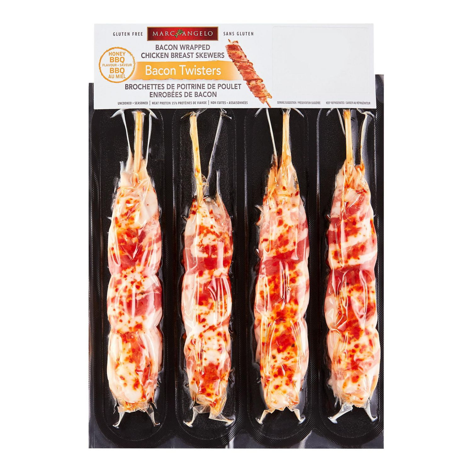 Marcangelo Foods Honey BBQ Bacon Wrapped Chicken Skewers Walmart Canada