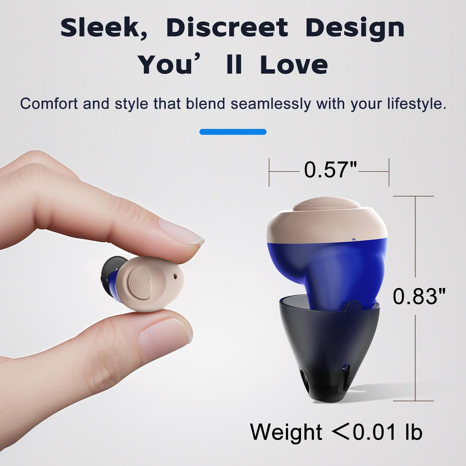 CeretoneTorch Aide Auditive Rechargeable ITC – Design confortable haut de gamme, quasi invisible, gestion avancée du bruit du vent