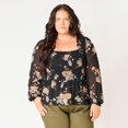 thumbnail image 1 of Devoted Women’s Plus size L/S smocked bodice blouse with ruffled hem, 1 of 6