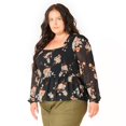 thumbnail image 3 of Devoted Women’s Plus size L/S smocked bodice blouse with ruffled hem, 3 of 6