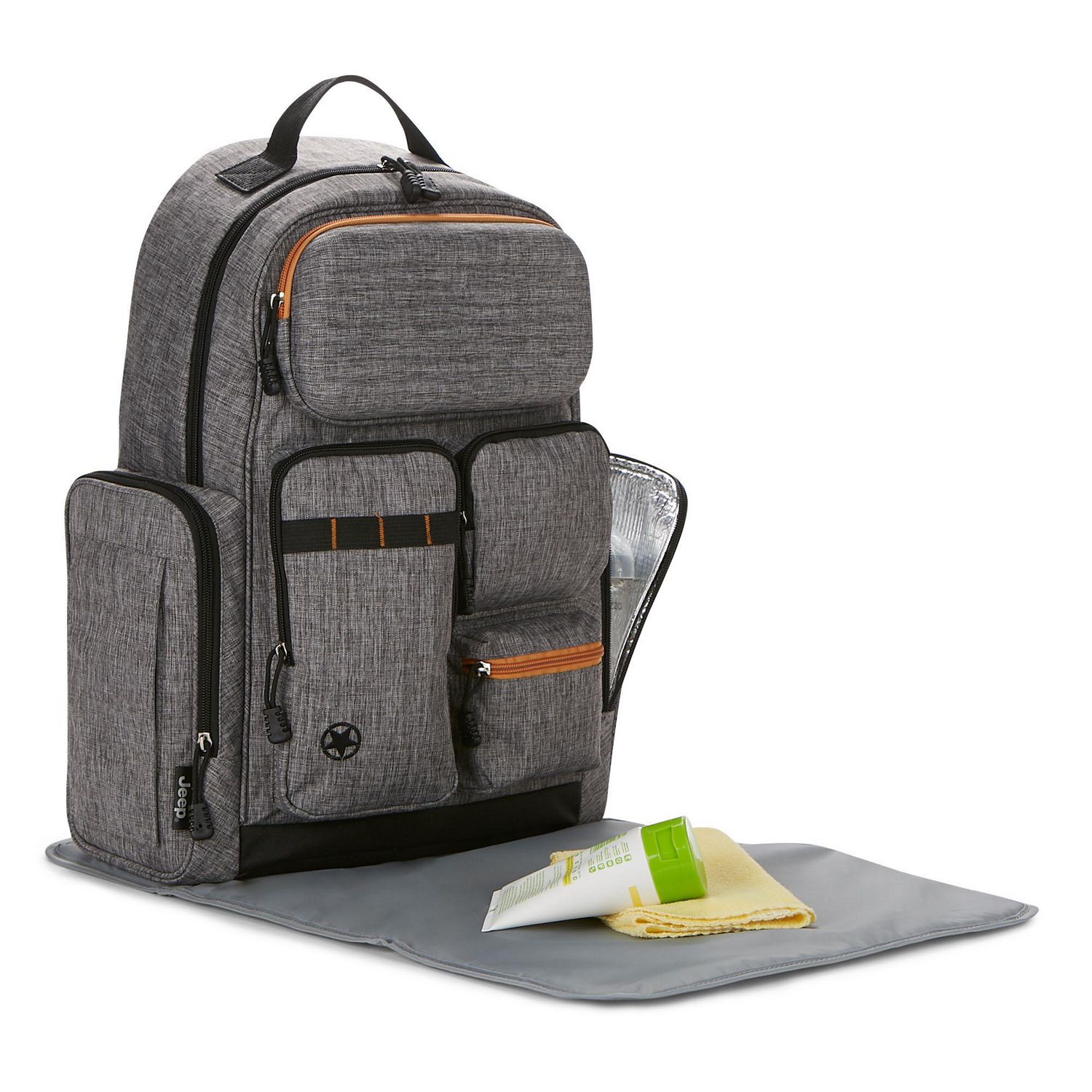 Jeep Adventurers Backpack Diaper Bag Grey//orange