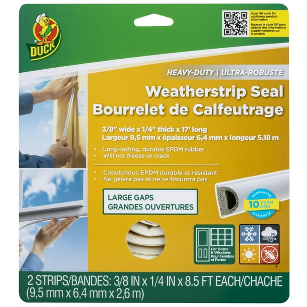 Duck® Brand HeavyDuty Weatherstrip Seal Large Gap, .38 in. x .25 in