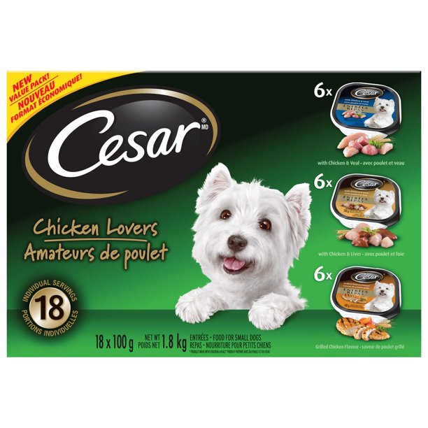 Cesar Wet Chicken Variety Small Dog Food, 18 X 100 g Walmart.ca