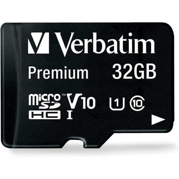 Carte MicroSDHC Verbatim 32 Go classe 10 avec adaptateur, noir
