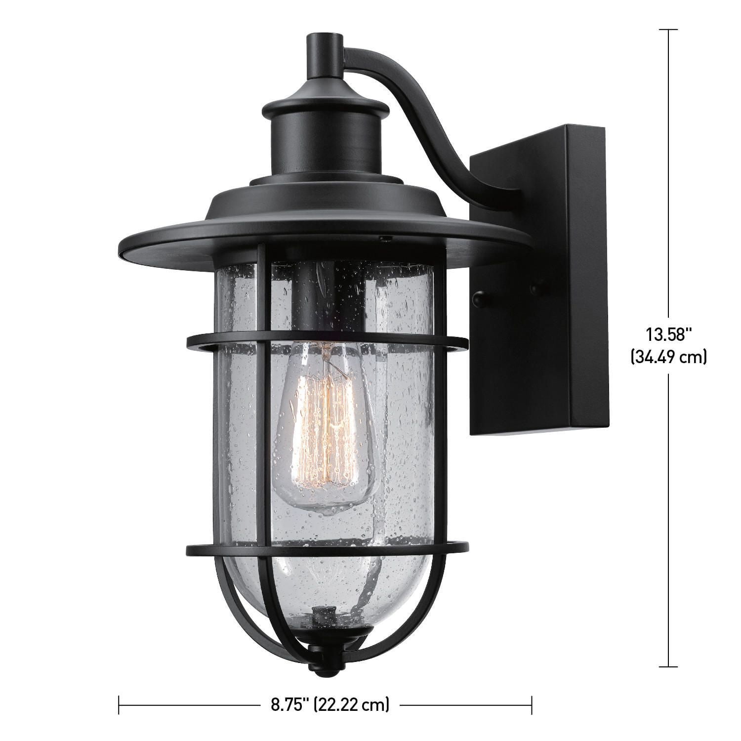 Globe Electric Turner 1 Light Outdoor Seeded Glass Shade Wall Sconce