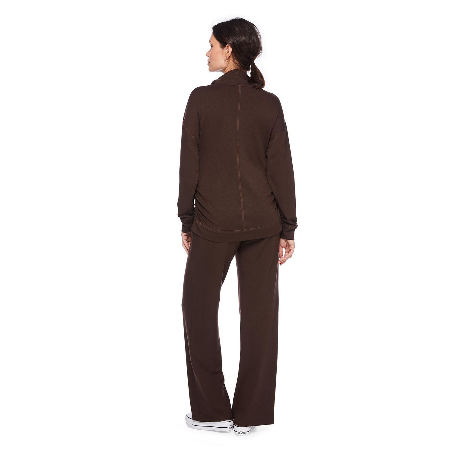 Paisley Sky Maternity Under the Belly Pintuck Wide Leg Fleece Pant, Sizes S-XXL