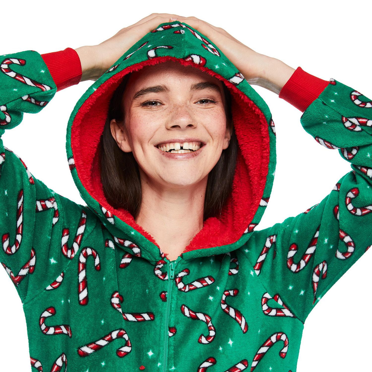 Grenouillères en peluche avec imprimé de cannes de bonbon George pour toute la famille