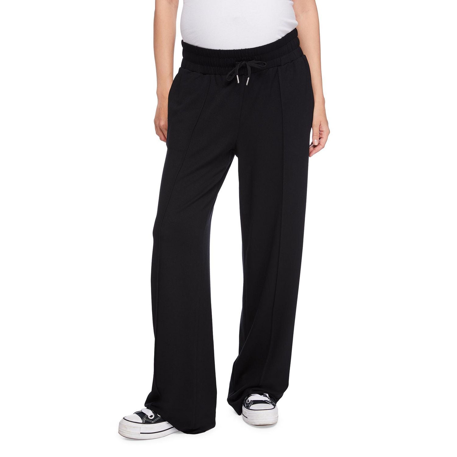 Paisley Sky Maternity Under the Belly Pintuck Wide Leg Fleece Pant, Sizes S-XXL