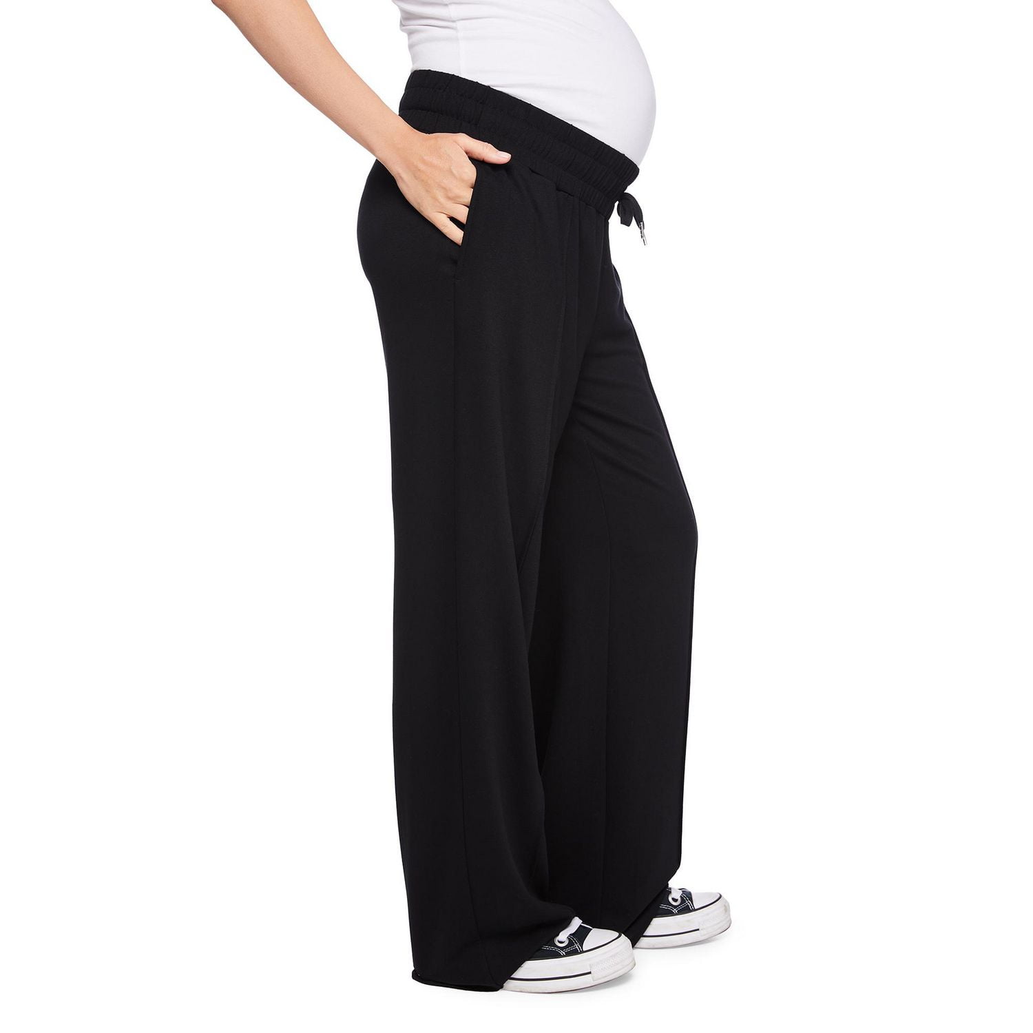Paisley Sky Maternity Under the Belly Pintuck Wide Leg Fleece Pant, Sizes S-XXL