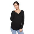 thumbnail image 2 of Paisley Sky Maternity Long Sleeve Snap Henley Top, 2 of 6