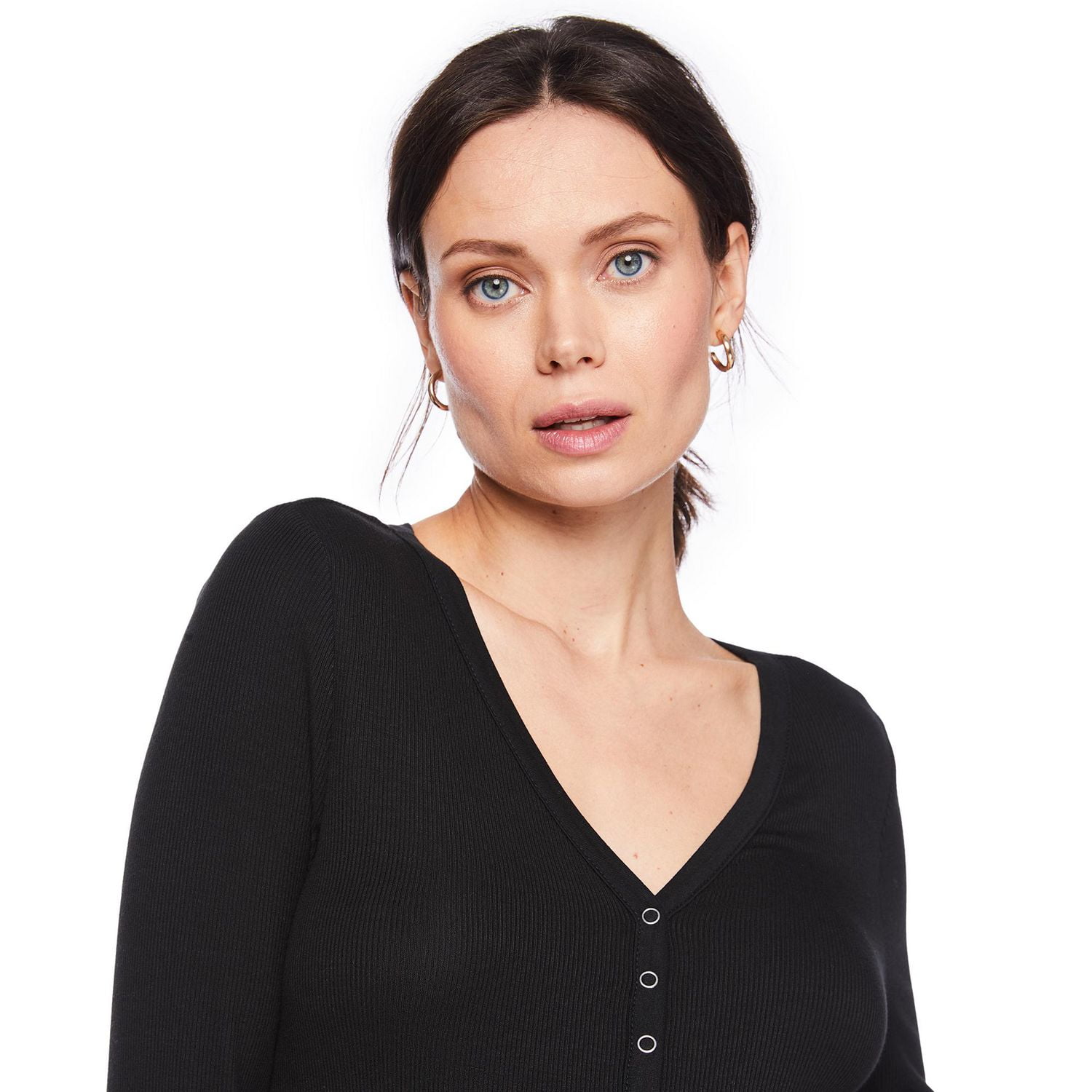 Paisley Sky Maternity Long Sleeve Snap Henley Top