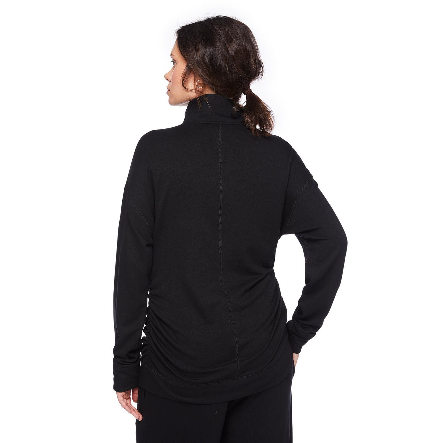 Paisley Sky Maternity Long Sleeve Quarter-Zip Fleece Popover