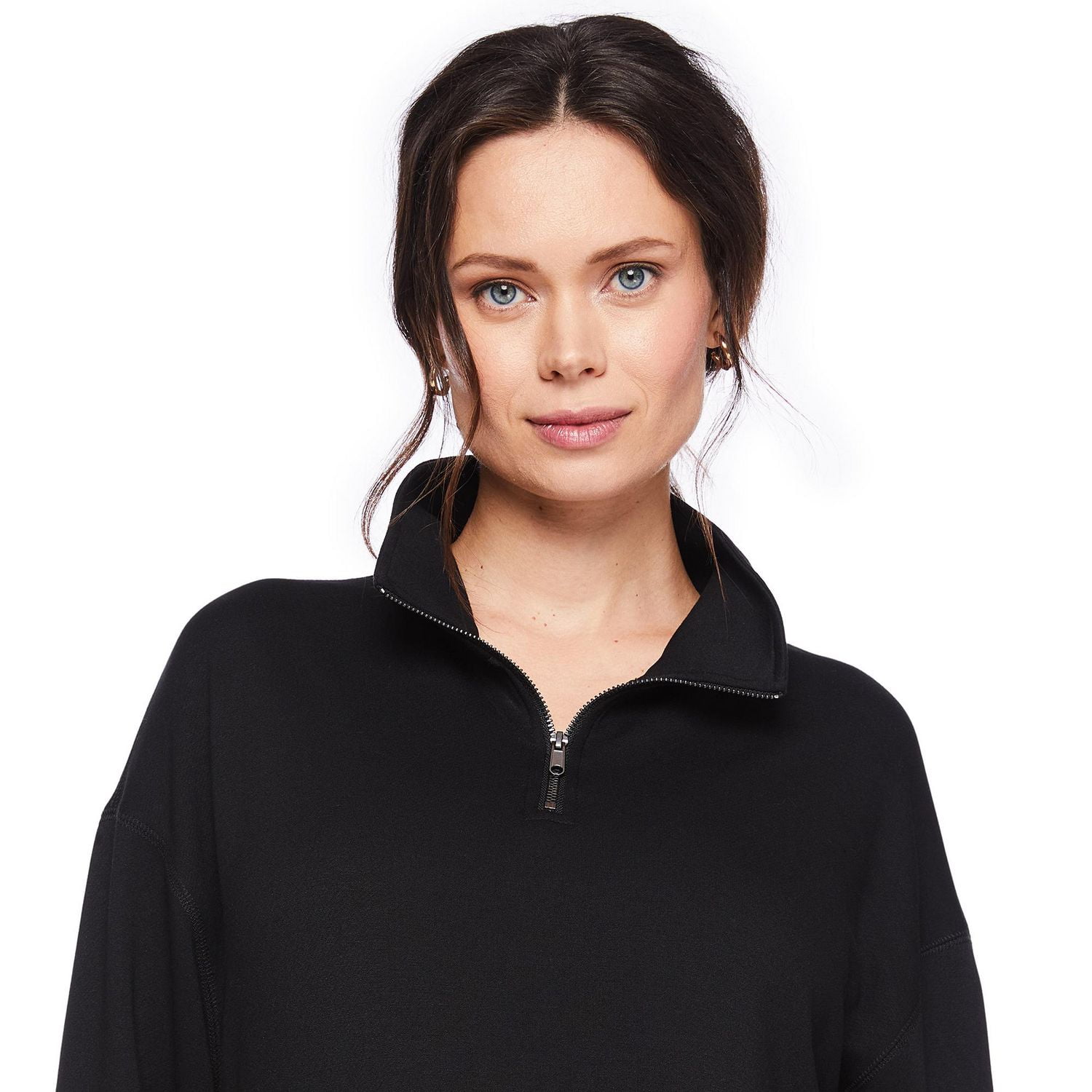 Paisley Sky Maternity Long Sleeve Quarter-Zip Fleece Popover