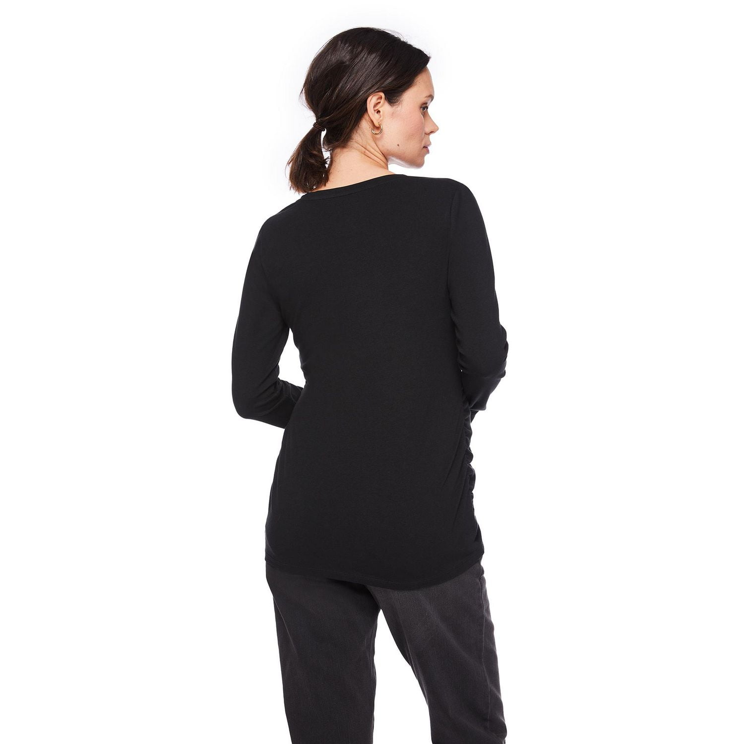 T-shirt à manches longues avec motif ruché et encolure en V Paisley Sky Maternité Tailles P-TTG