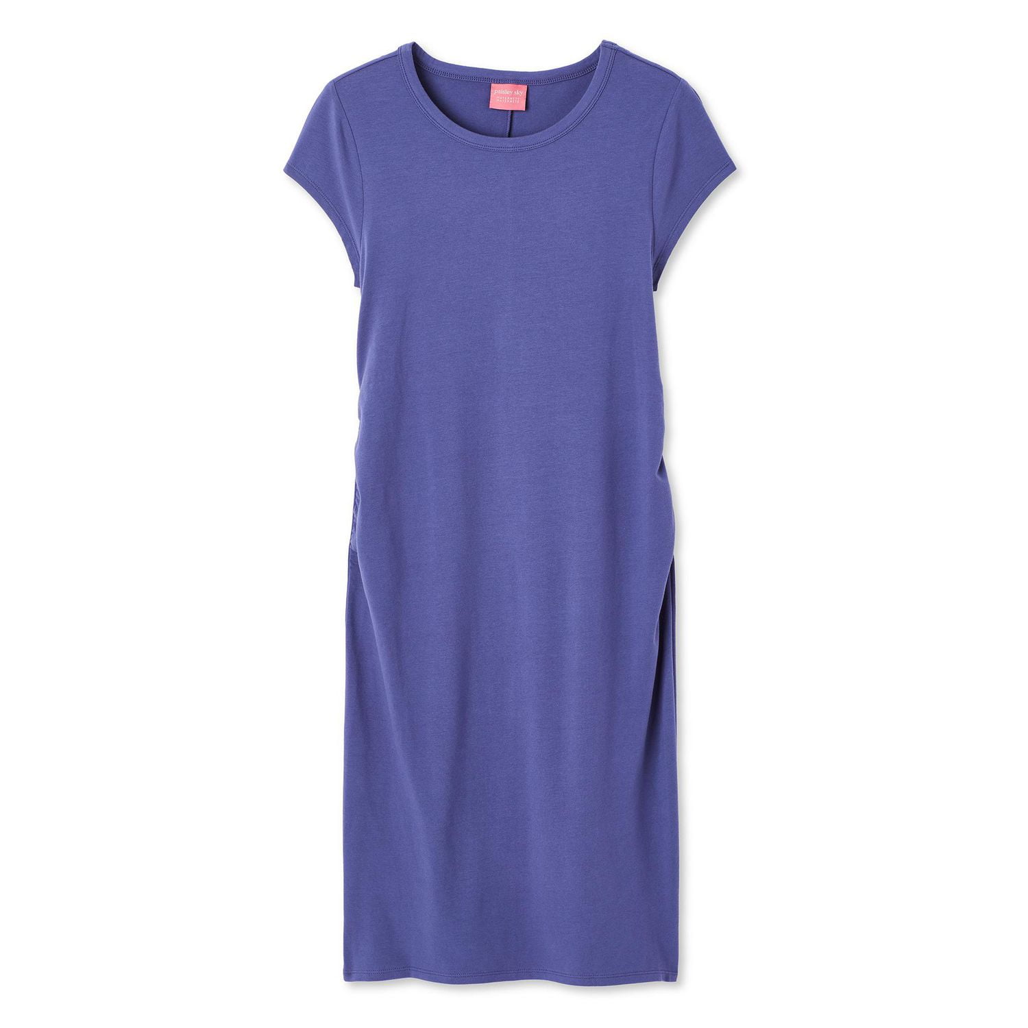 Paisley Sky Maternity Short Sleeve Side Ruched Bodycon Dress, Sizes S-XXL