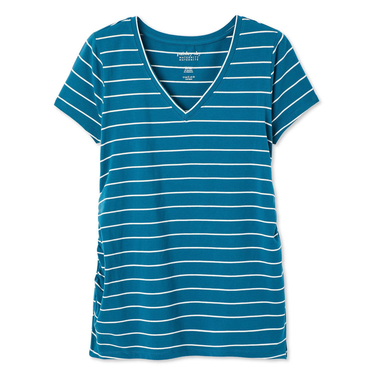 T-shirt à manches courtes et encolure en V Paisley Sky Maternité Tailles P-TTG