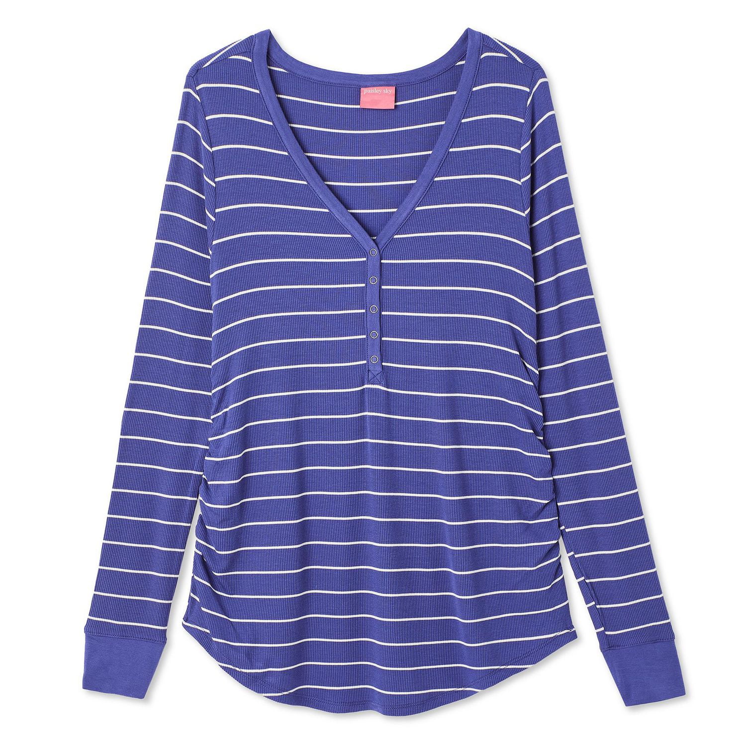 Paisley Sky Maternity Long Sleeve Snap Henley Top