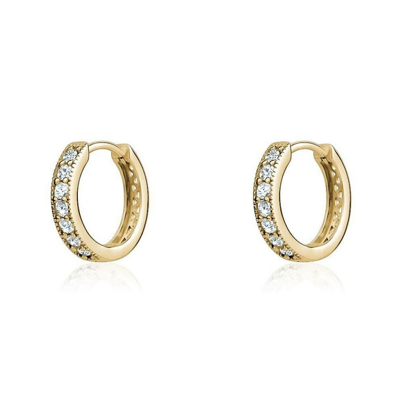 Luxury Designs Gold Plated Cubic Zirconia Milgrain Hoop