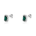 thumbnail image 1 of Luxury Designs Emerald Cut Green Spinel Halo Stud Earrings, 1 of 2