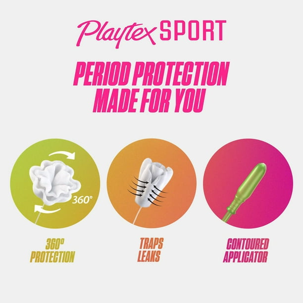 Tampons non parfumés pour athlètes Sport de Playtex à absorptivité  régulière Boîte de 36 tampons 