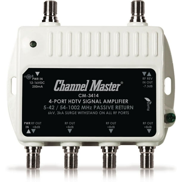 Amplificateur de distribution Ultra Mini à 4 voies 8dB (50-1000MHz) de Channel Master