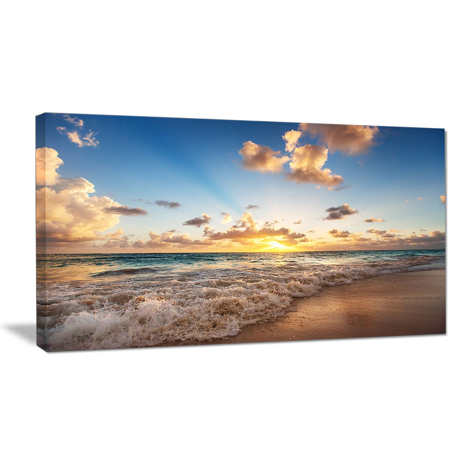 Design Art Sunrise on Beach of Caribbean Sea Large Seashore Canvas ...