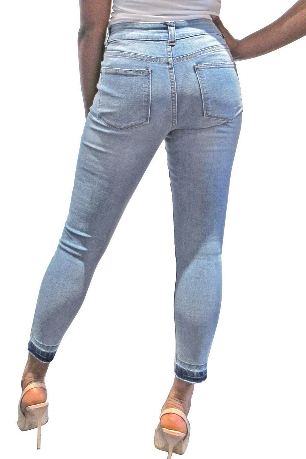 NO LOGO ™ femme Distressed Skinny Jeans | Medium Blue