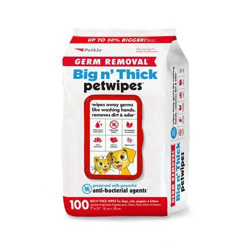 3)Germ Removal Big N' Thick Pet Wipes