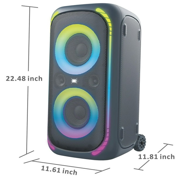 Haut-parleur de réveil portable avec radio FM, affichage LED, haute qualité  sonore et haut-parleur de basses profondes sans fil, réduction du bruit,  lumières colorées (blanc)