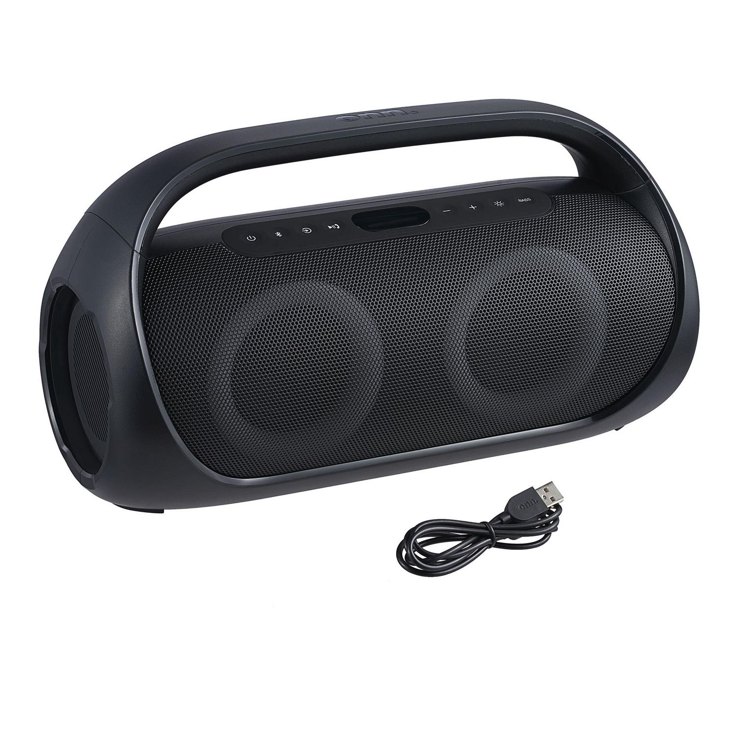 onn. Bluetooth Portable FM Boombox with Multicolour LED Lighting
