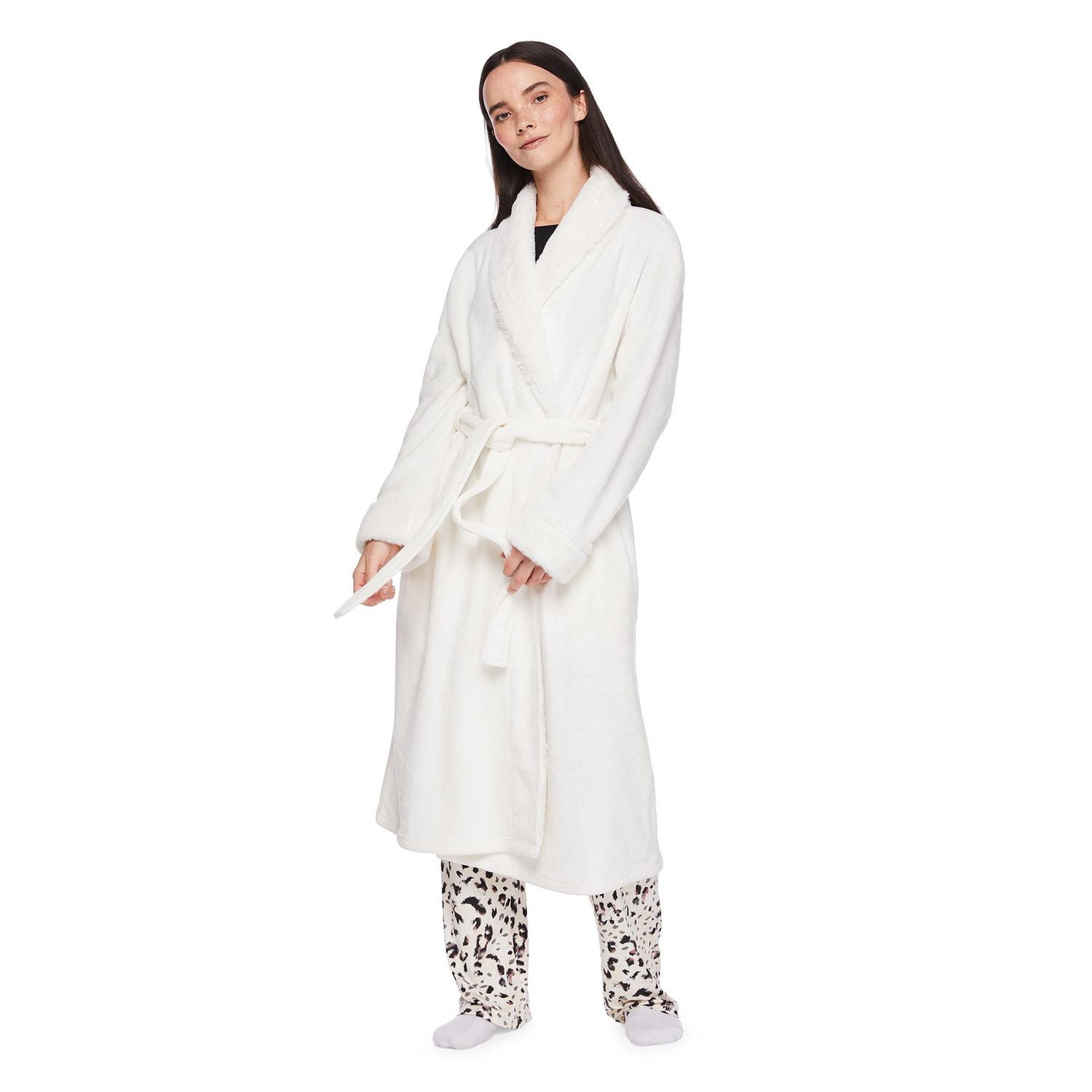 Robe de chambre à col en similifourrure George pour femmes